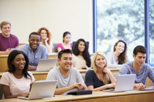 Lecture hall with students as audience.