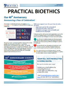 Screenshot of Practical Bioethics Newsletter Winter Spring 2023