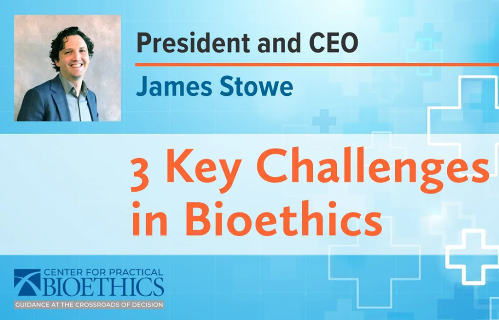 Video Title page for 3 Key Challenges in Bioethics.