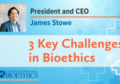 Video Title page for 3 Key Challenges in Bioethics.