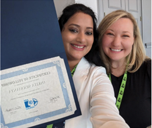 Dr. Ankita Siddhanta and Lindsey Jarrett, PhD with certificate.