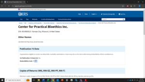 IRS Screen Shot of the Center information on their site.