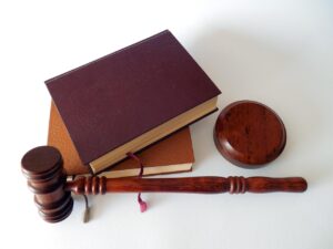 Gavel and law books.