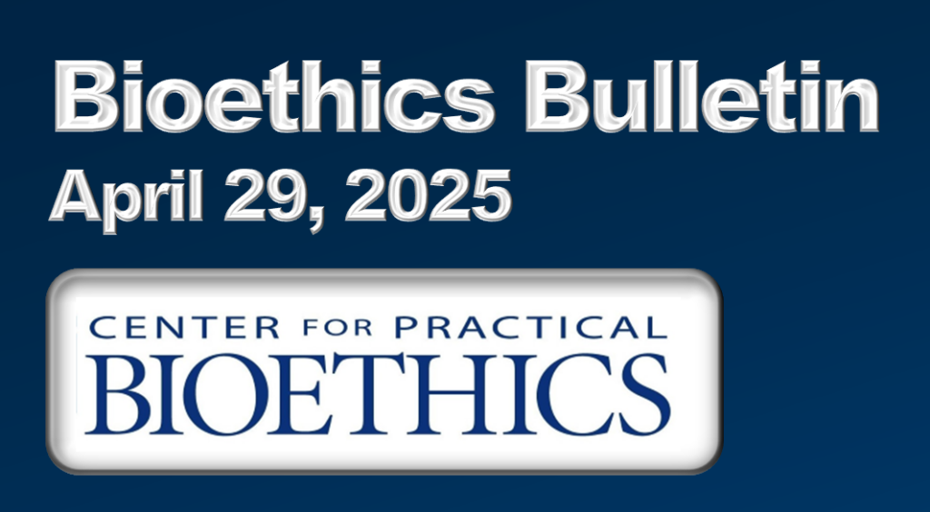 The header for the April 29 Bioethics Bulletin.