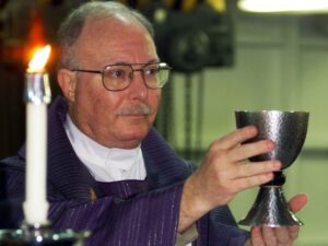 A priest giving mass.