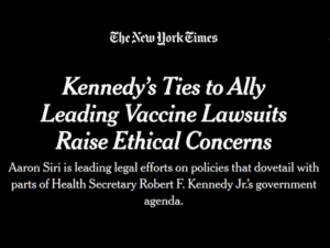 NYT Kennedy The New York Times story title on black.
