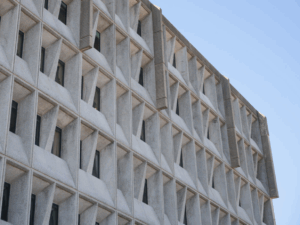 STAT Tall cement federal building.