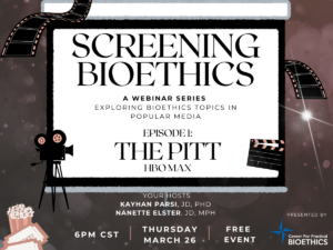 Graphic for Screening Bioethics webinar series.